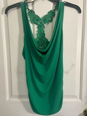 Frederick's of Hollywood Emerald Green Lace-Trim Tank